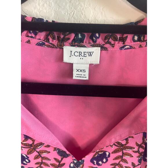 J.Crew Pink Floral Women’s Top Blouse Ruffle Sleeves - Size XXS - Picture 3 of 4